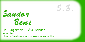 sandor beni business card